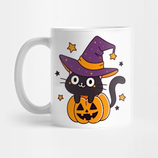 Pumpkin Cat,Black Cat Art Mug